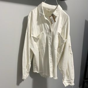 POL NWT Size Small Distressed off white Shacket
